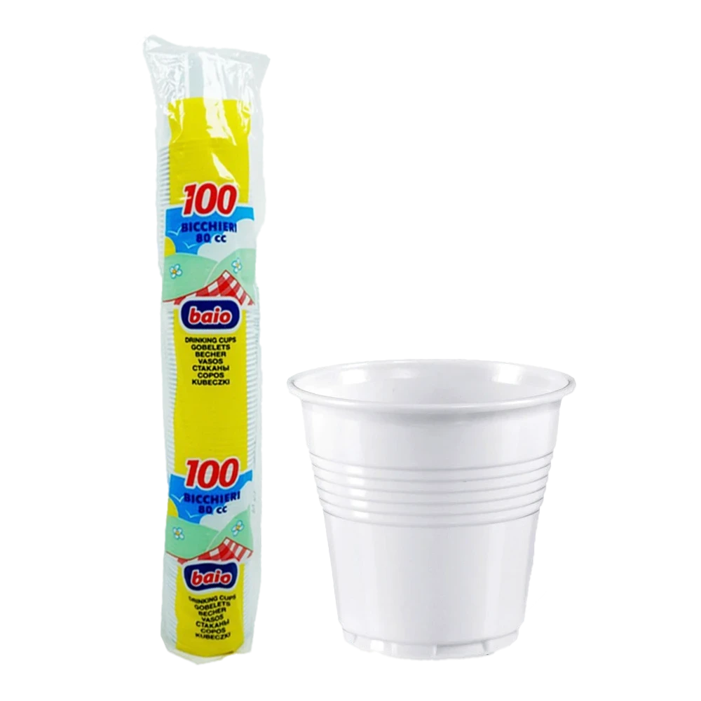 MONOUSO BAIO BICCHIERI BIANCO CAFFE 80 CC 100 PZ